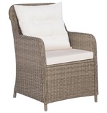 VidaXL Tuinstoelen 2 st met kussens poly rattan bruin