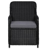 VidaXL Tuinstoelen 2 st met kussens poly rattan zwart