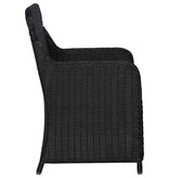 VidaXL Tuinstoelen 2 st met kussens poly rattan zwart