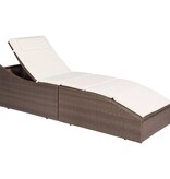 VidaXL Ligbed met kussen poly rattan bruin