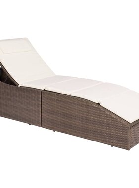 VidaXL Ligbed met kussen poly rattan bruin