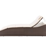 VidaXL Ligbed met kussen poly rattan bruin