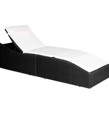 VidaXL Ligbed met kussen poly rattan zwart