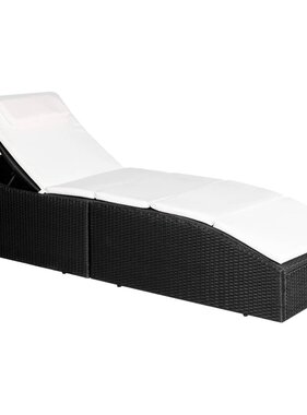 VidaXL Ligbed met kussen poly rattan zwart