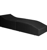 VidaXL Ligbed met kussen poly rattan zwart