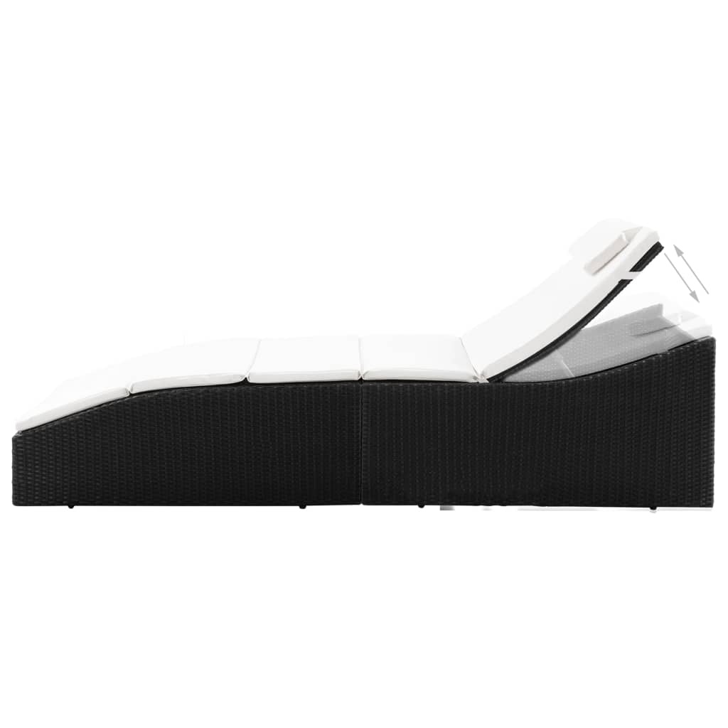 VidaXL Ligbed met kussen poly rattan zwart