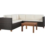 VidaXL 4-delige Loungeset met kussens poly rattan bruin