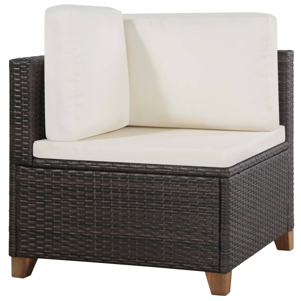 VidaXL 4-delige Loungeset met kussens poly rattan bruin