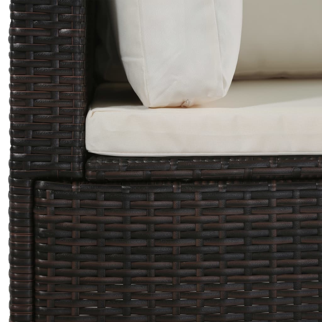 VidaXL 4-delige Loungeset met kussens poly rattan bruin