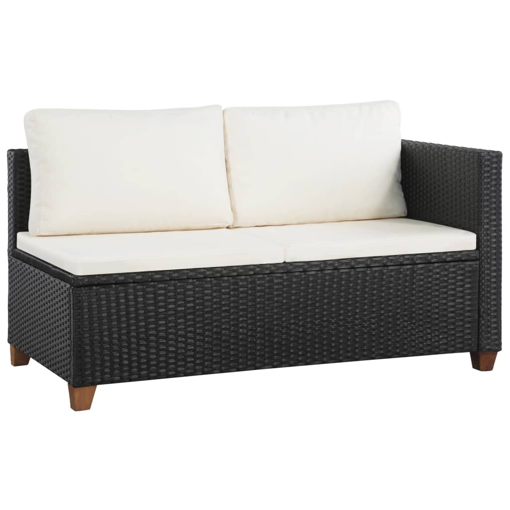 VidaXL 4-delige Loungeset met kussens poly rattan zwart