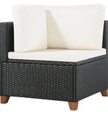 VidaXL 4-delige Loungeset met kussens poly rattan zwart