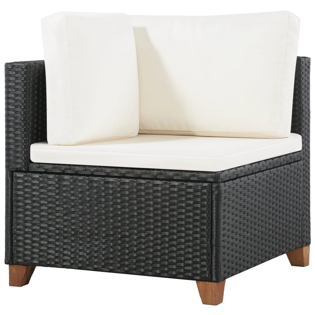 VidaXL 4-delige Loungeset met kussens poly rattan zwart