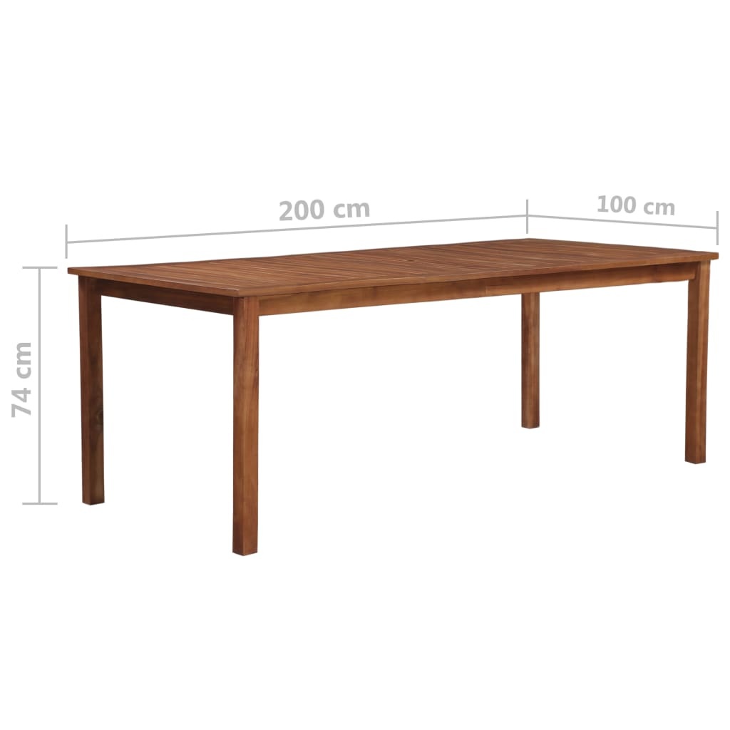 VidaXL Tuintafel 200x100x74 cm massief acaciahout