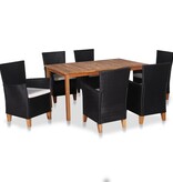 VidaXL 7-delige Tuinset poly rattan zwart en bruin