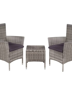 VidaXL 3-delige Bistroset poly rattan grijs