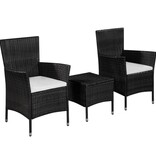 VidaXL 3-delige Bistroset poly rattan zwart