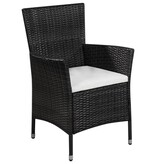 VidaXL 3-delige Bistroset poly rattan zwart