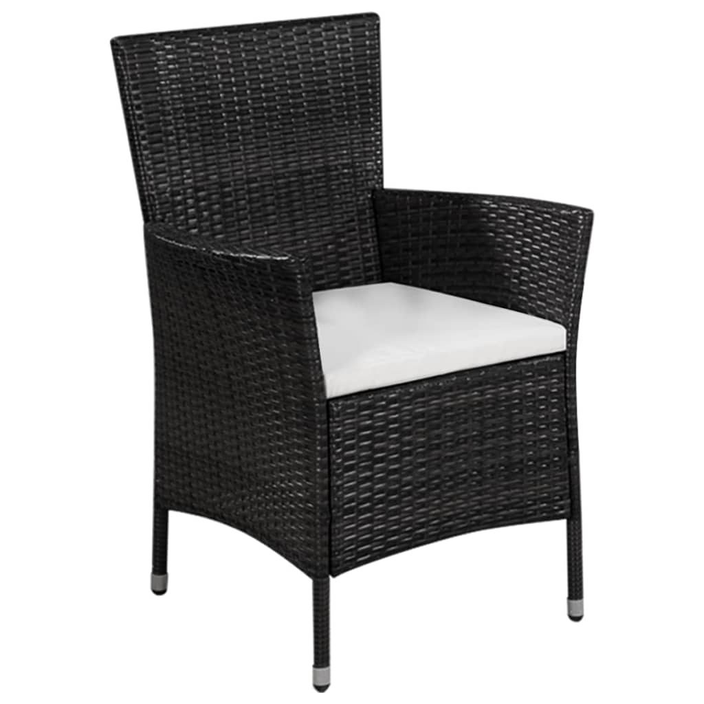 VidaXL 3-delige Bistroset poly rattan zwart