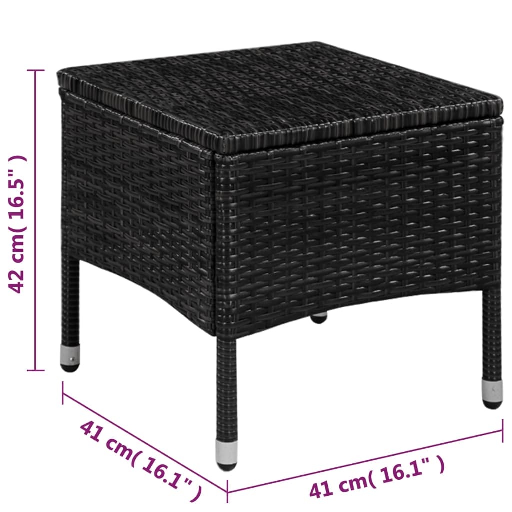 VidaXL 3-delige Bistroset poly rattan zwart