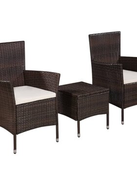 VidaXL 3-delige Bistroset poly rattan bruin