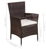 VidaXL 3-delige Bistroset poly rattan bruin