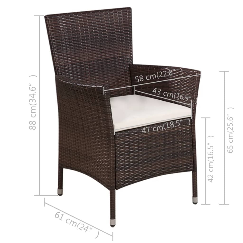 VidaXL 3-delige Bistroset poly rattan bruin