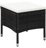 VidaXL Tuinstoel en kruk met kussens poly rattan zwart