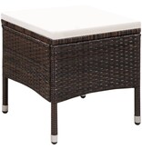 VidaXL Tuinstoel en kruk met kussens poly rattan bruin