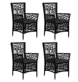 VidaXL 5-delige Tuinset poly rattan zwart