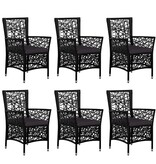 VidaXL 7-delige Tuinset poly rattan zwart