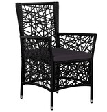 VidaXL 7-delige Tuinset poly rattan zwart