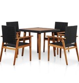 VidaXL 5-delige Tuinset poly rattan zwart en bruin