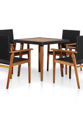 VidaXL 5-delige Tuinset poly rattan zwart en bruin