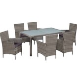 VidaXL 7-delige Tuinset met kussens poly rattan grijs