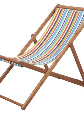 VidaXL Strandstoel inklapbaar stof en houten frame meerkleurig