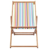 VidaXL Strandstoel inklapbaar stof en houten frame meerkleurig