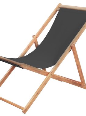VidaXL Strandstoel inklapbaar stof en houten frame grijs