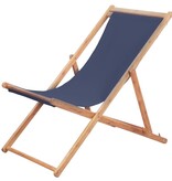 VidaXL Strandstoel inklapbaar stof en houten frame blauw