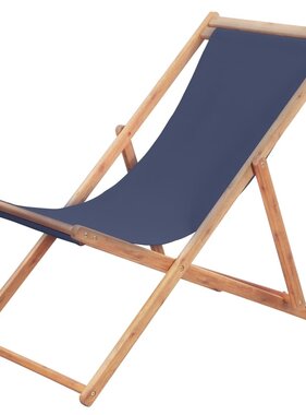 VidaXL Strandstoel inklapbaar stof en houten frame blauw