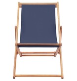 VidaXL Strandstoel inklapbaar stof en houten frame blauw