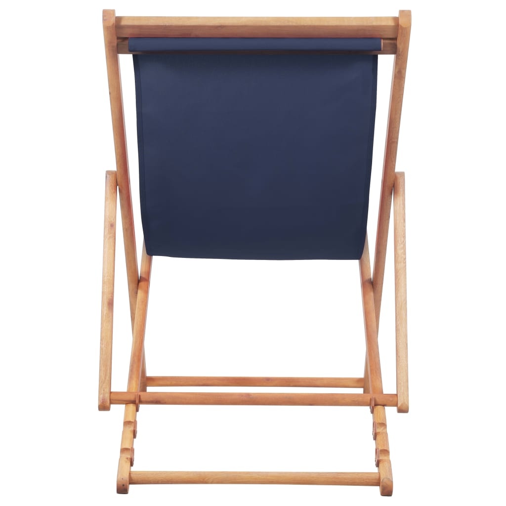 VidaXL Strandstoel inklapbaar stof en houten frame blauw