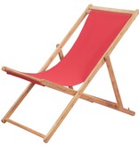 VidaXL Strandstoel inklapbaar stof en houten frame rood