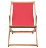 VidaXL Strandstoel inklapbaar stof en houten frame rood