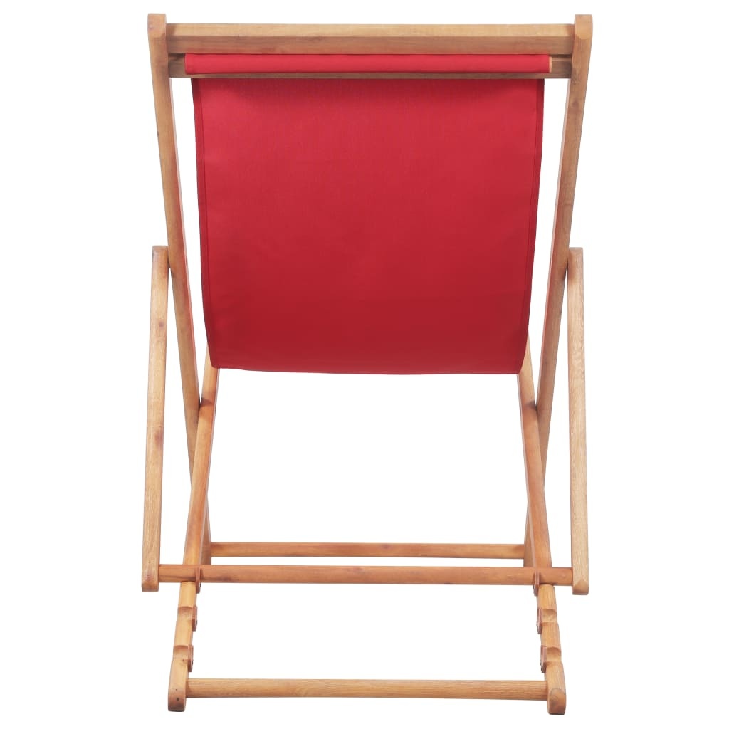 VidaXL Strandstoel inklapbaar stof en houten frame rood
