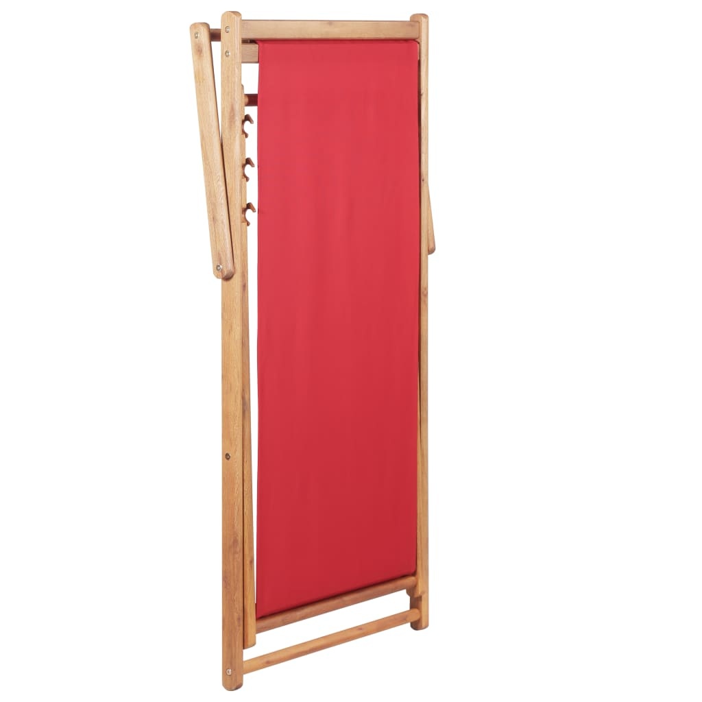 VidaXL Strandstoel inklapbaar stof en houten frame rood