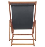 VidaXL Strandstoel inklapbaar stof en houten frame grijs