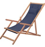 VidaXL Strandstoel inklapbaar stof en houten frame blauw