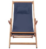 VidaXL Strandstoel inklapbaar stof en houten frame blauw
