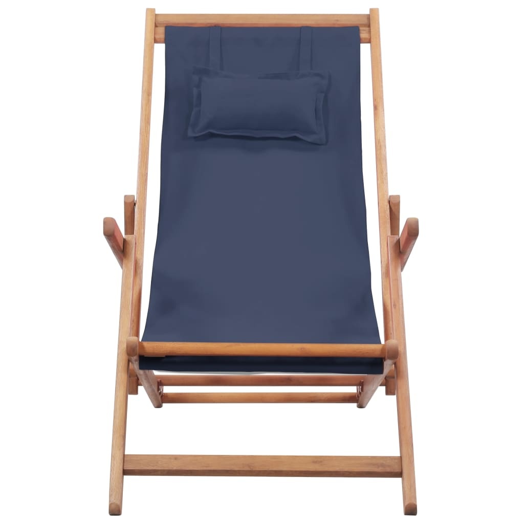 VidaXL Strandstoel inklapbaar stof en houten frame blauw