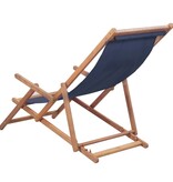 VidaXL Strandstoel inklapbaar stof en houten frame blauw